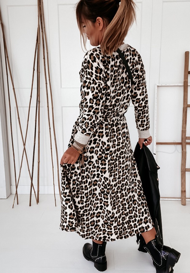 Šaty midi Shoba s leopardím vzorom