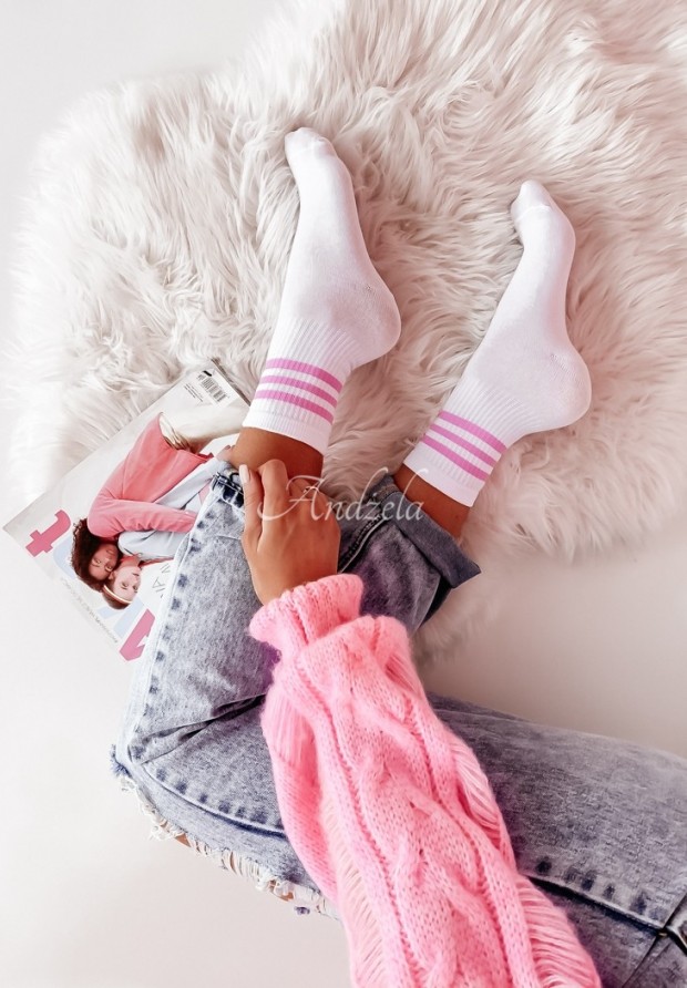 Dlhé ponožky Three Stripes ružové