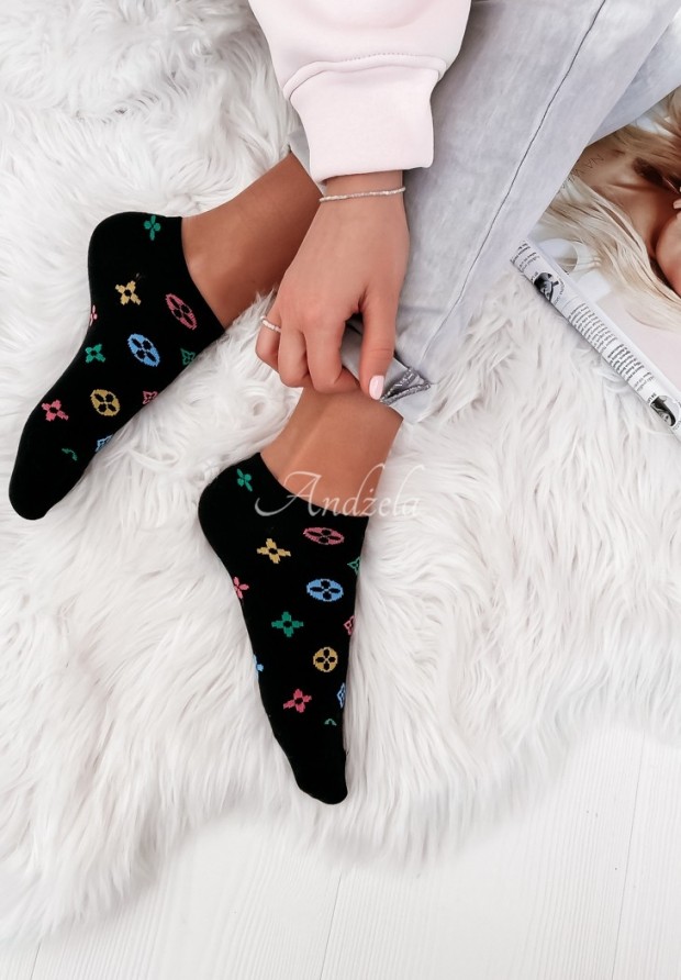 Krátke ponožky so vzormi Loui Color Čierne