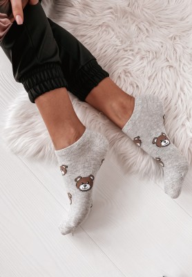Krátke ponožky so vzormi Teddy sivé