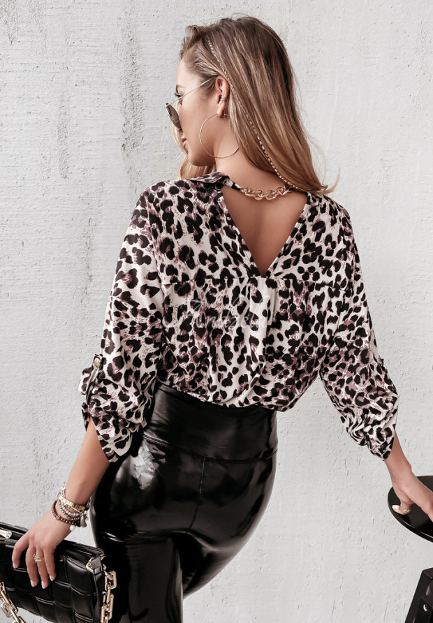 Košeľa s výstrihom na chrbte s leopardím vzorom Adonny