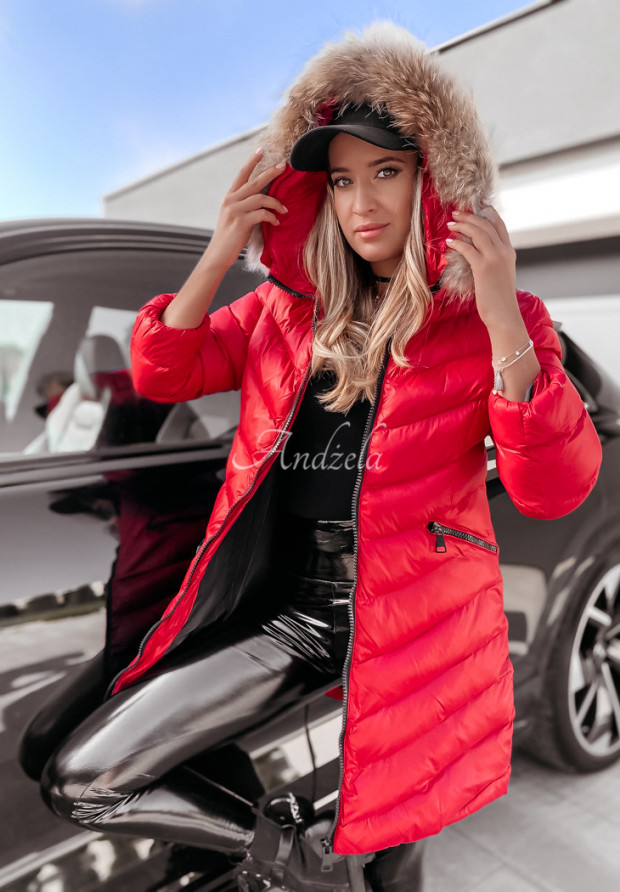Prešívaná bunda s kapucňou Winter červená