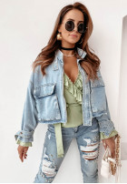 Krótka kurtka jeansowa oversize Mergie jasnoniebieska