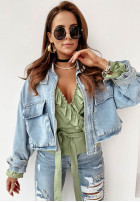 Krótka kurtka jeansowa oversize Mergie jasnoniebieska