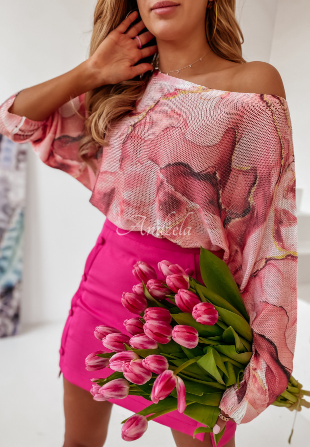 Ľahký sveter s mramorovým vzorom Adienne ružový