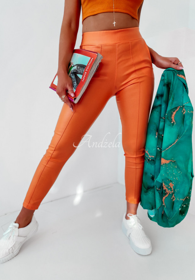 Nohavice Z Imitace Kůže Belemi oranžové