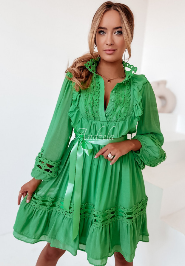 Šaty s čipkou Inika zelená