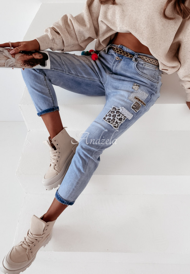 Džínsové nohavice s nášivkami Colbie svetlomodrýe