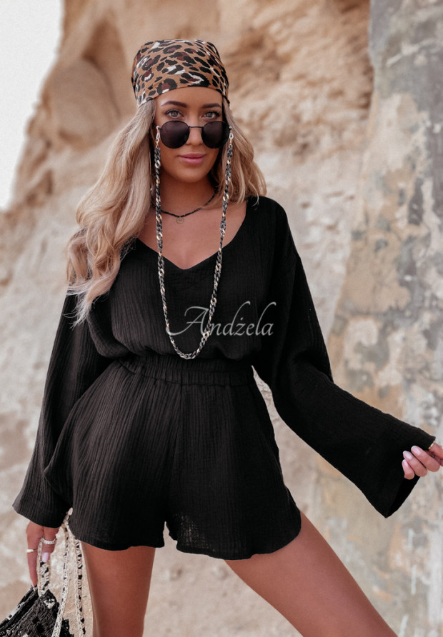 Mučelínové šortky Malta čierne