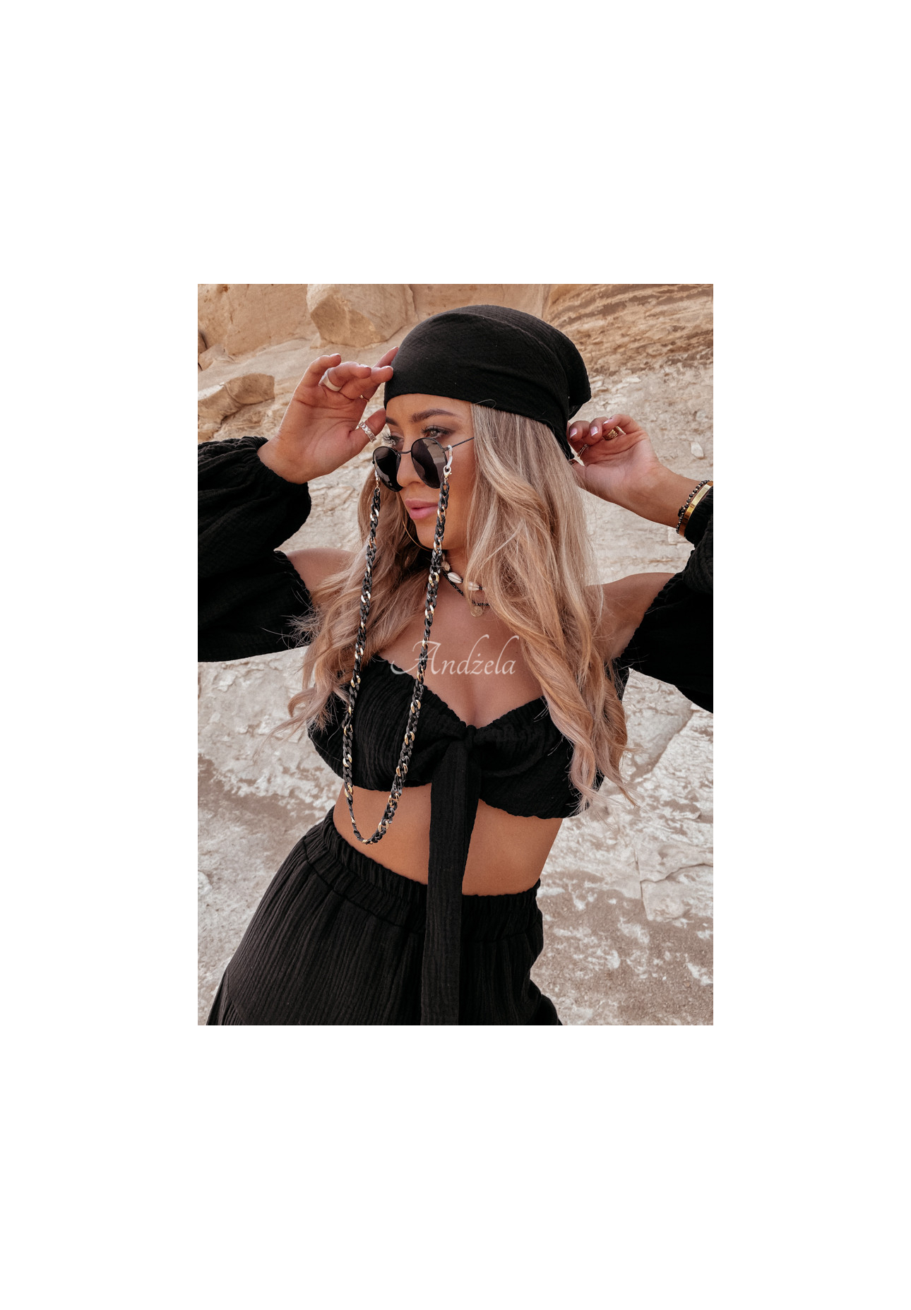 Mušelínová blúzka španielka s viazaním Malta čierna