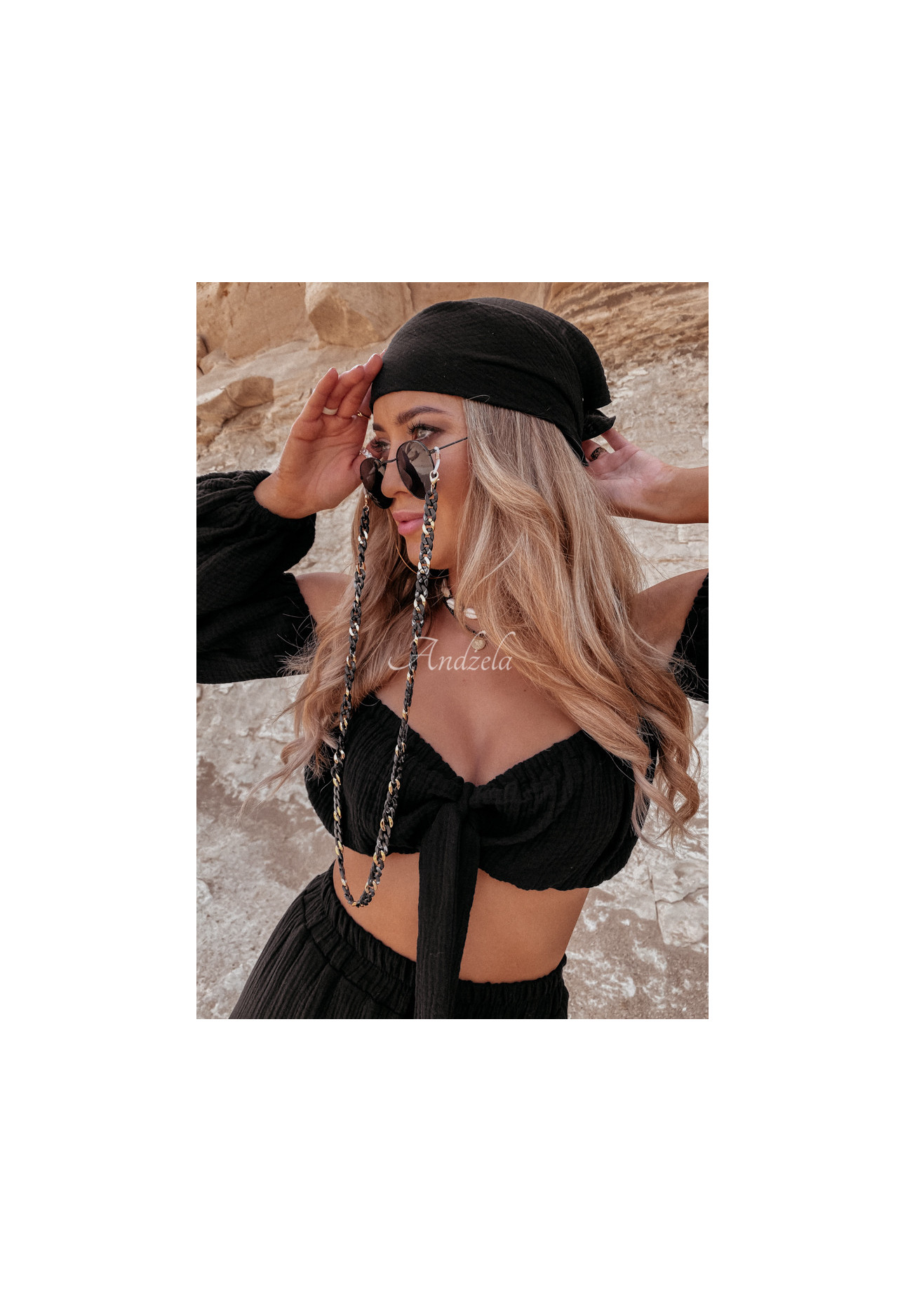 Mušelínová blúzka španielka s viazaním Malta čierna