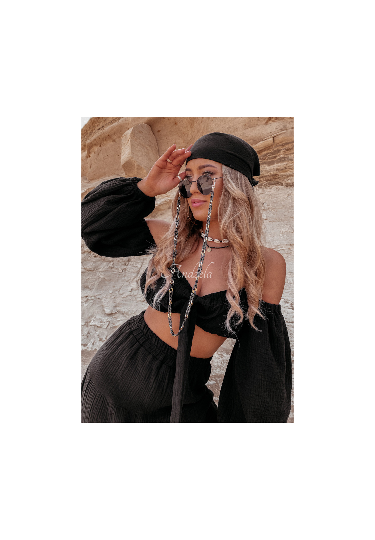 Mušelínová blúzka španielka s viazaním Malta čierna