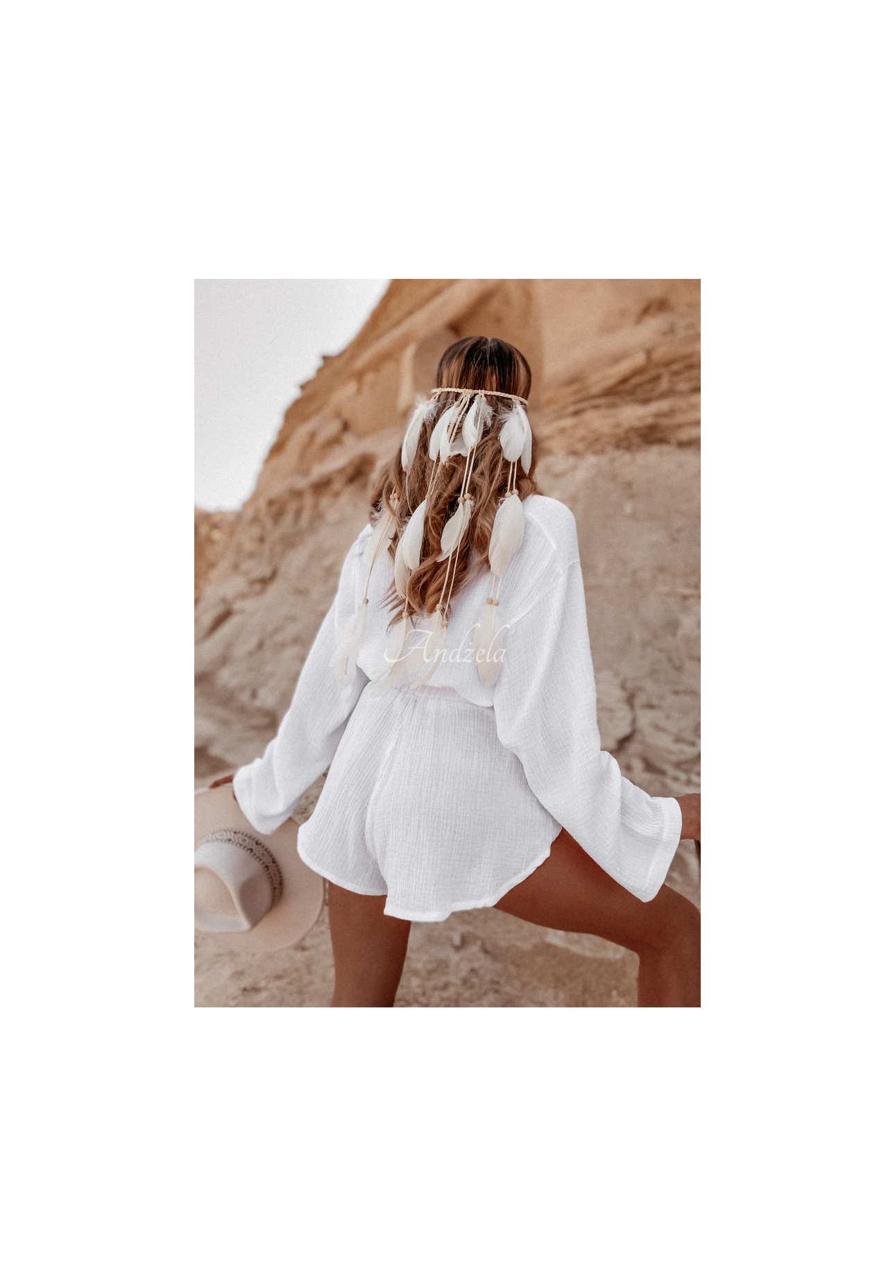 Mučelínové šortky Malta Biele