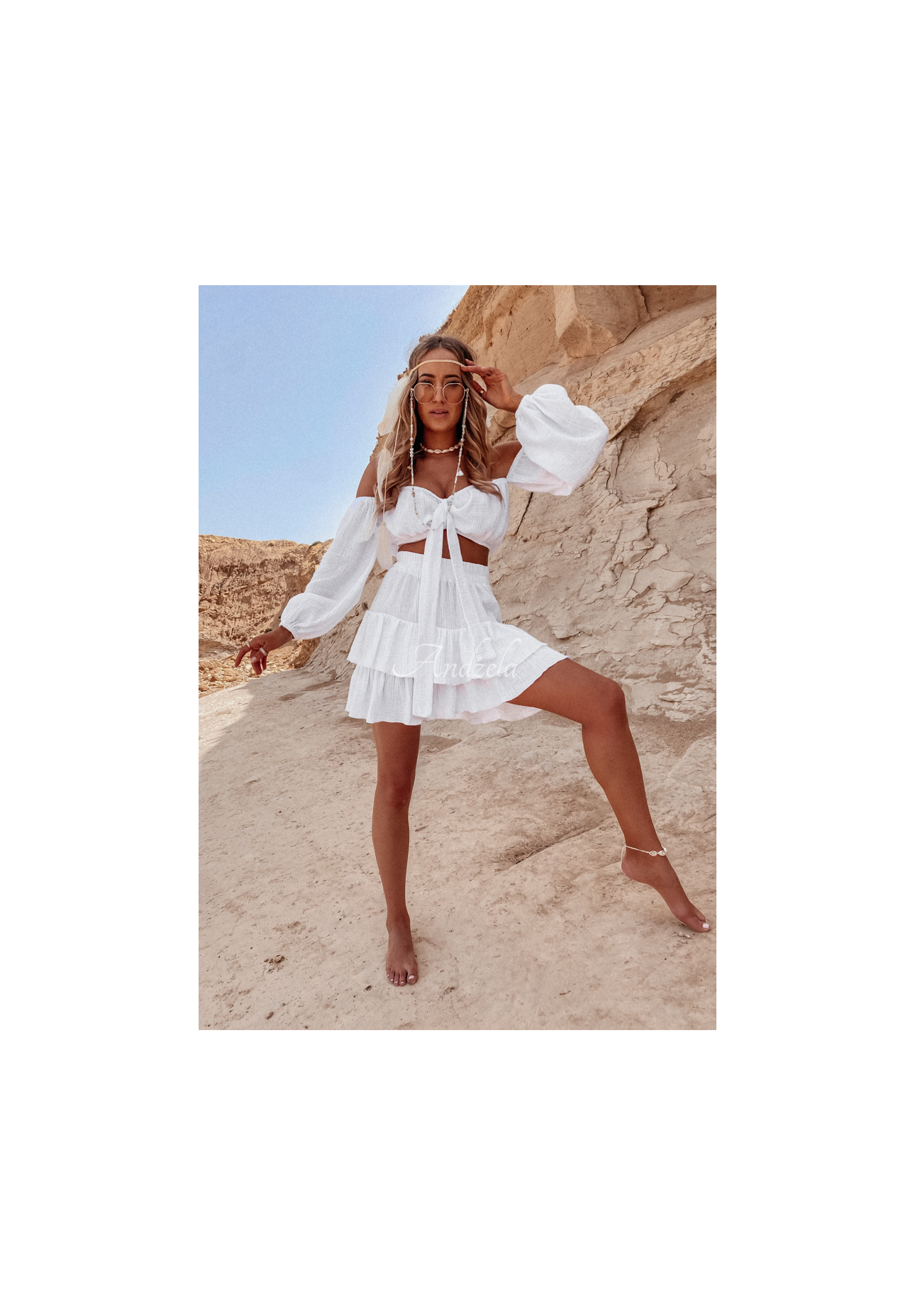 Mušelínová sukna s volánikmi Malta Biela