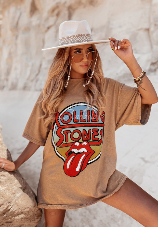 Tričko s potlačou Rolling Stones ťavý