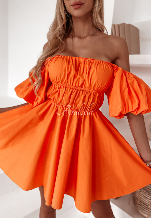 Šaty španielka s nafúknutými rukávmi Carolyn oranžová