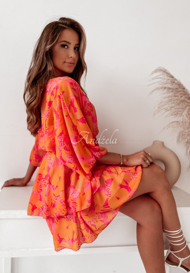 Kvetinové šaty Harriet ružovo-oranžové
