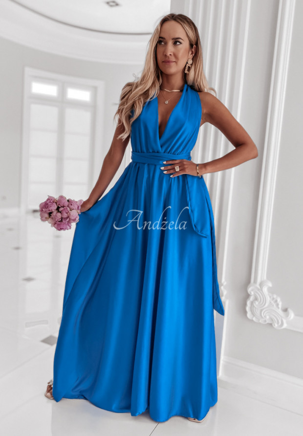 Saténové šaty Hartley modrá
