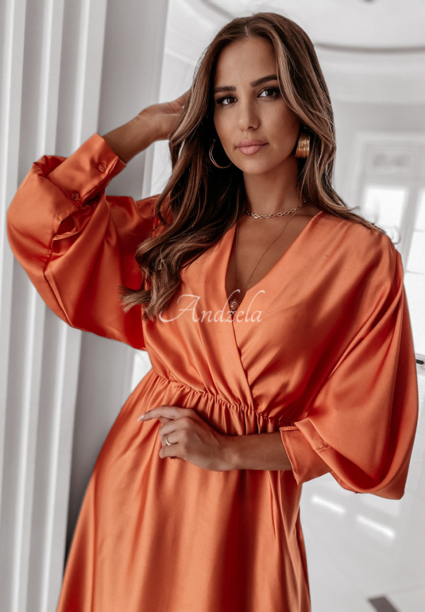 Saténové šaty Serenada oranžová