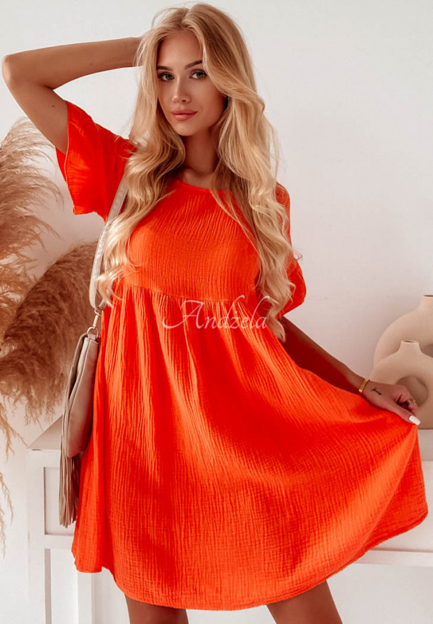 Mušelínové šaty s volánmi Laguna oranžová