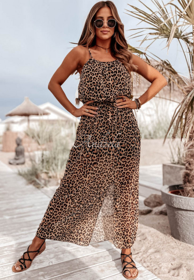 Vzorované šaty Meridiah s leopardím vzorom