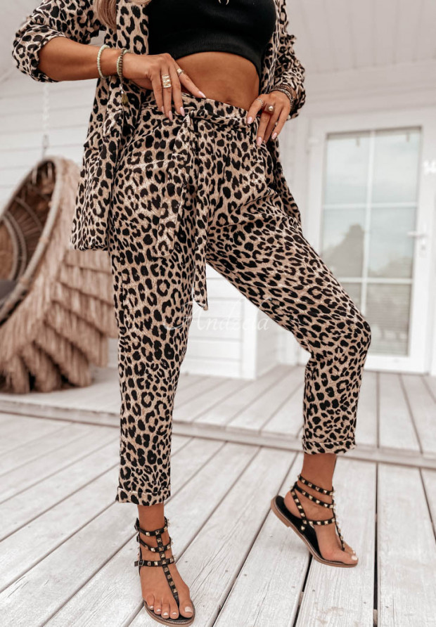 Viazané nohavice Serchio s leopardím vzorom