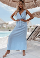 Sukienka na wiązanych ramiączkach Estacada błękitna
