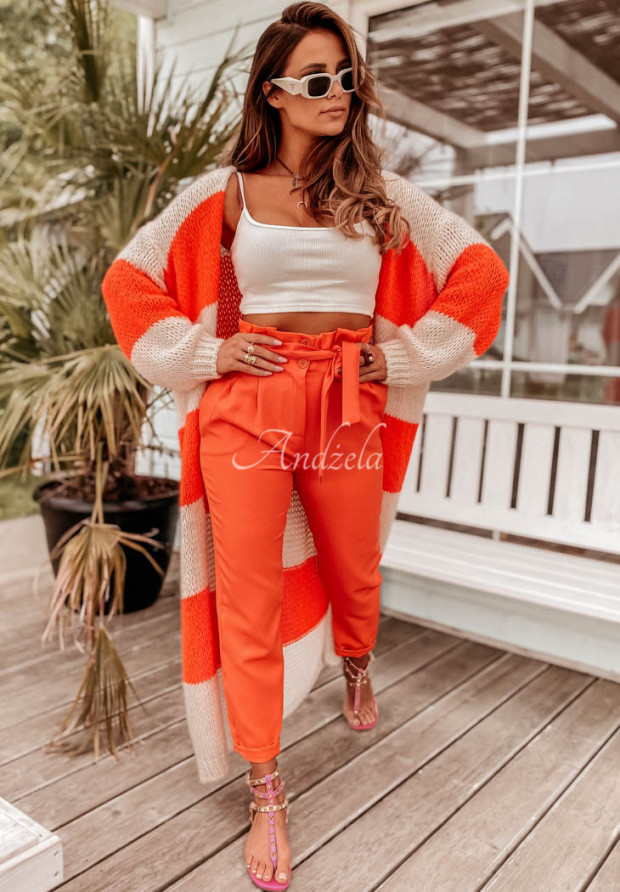 Elegantné nohavice s vysokým pásom Maronni oranžové
