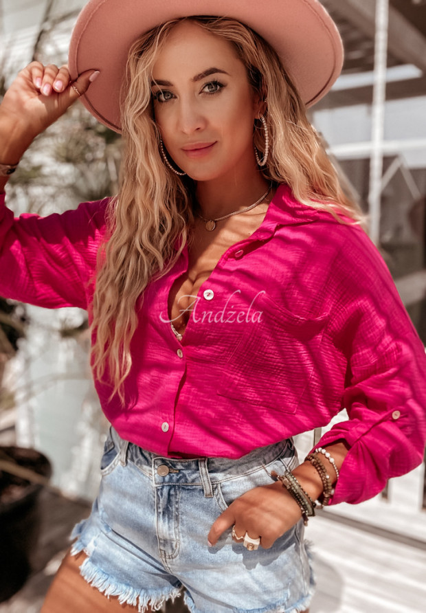 Mušelínová košeľa Elisabetta neónový ružový
