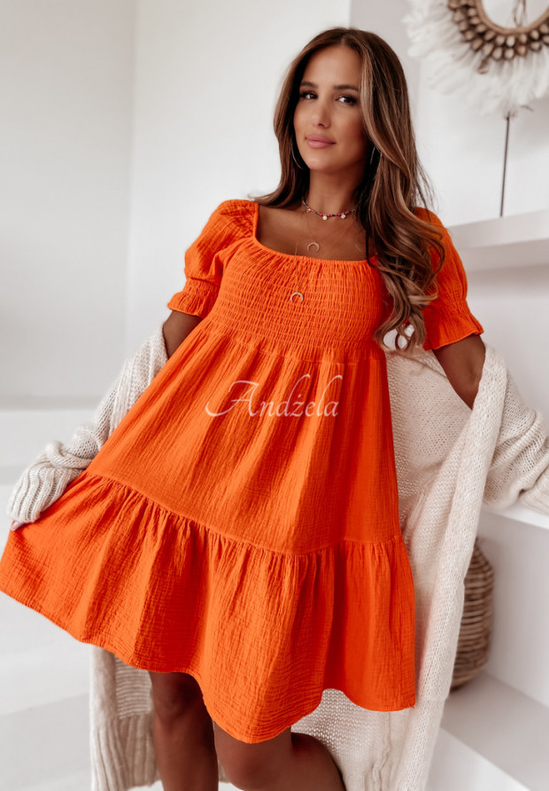 Mušelínové šaty španielka Alleena oranžová