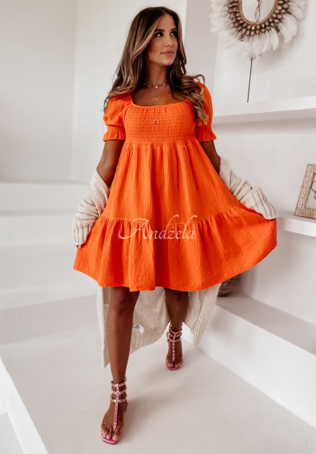 Mušelínové šaty španielka Alleena oranžová