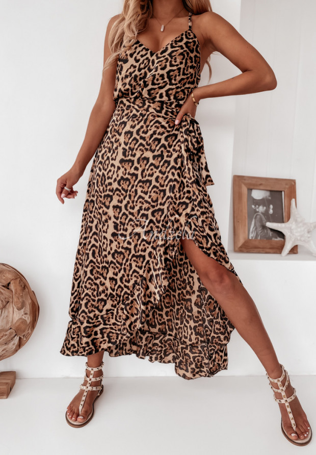 Asymetrická sukňa s leopardím vzorom Namibie