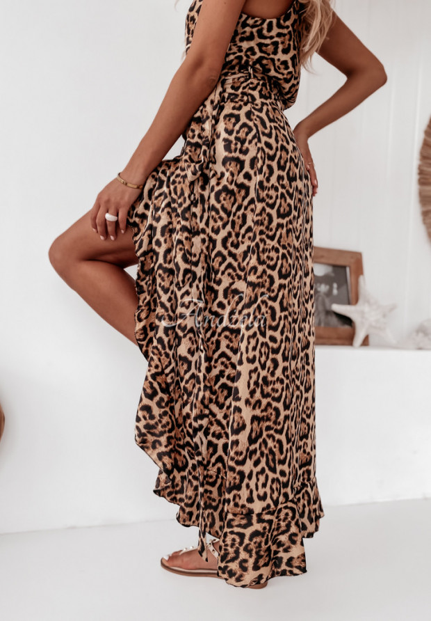 Asymetrická sukňa s leopardím vzorom Namibie