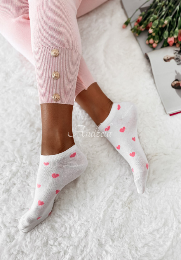 Krátke ponožky so vzormi Love Biele
