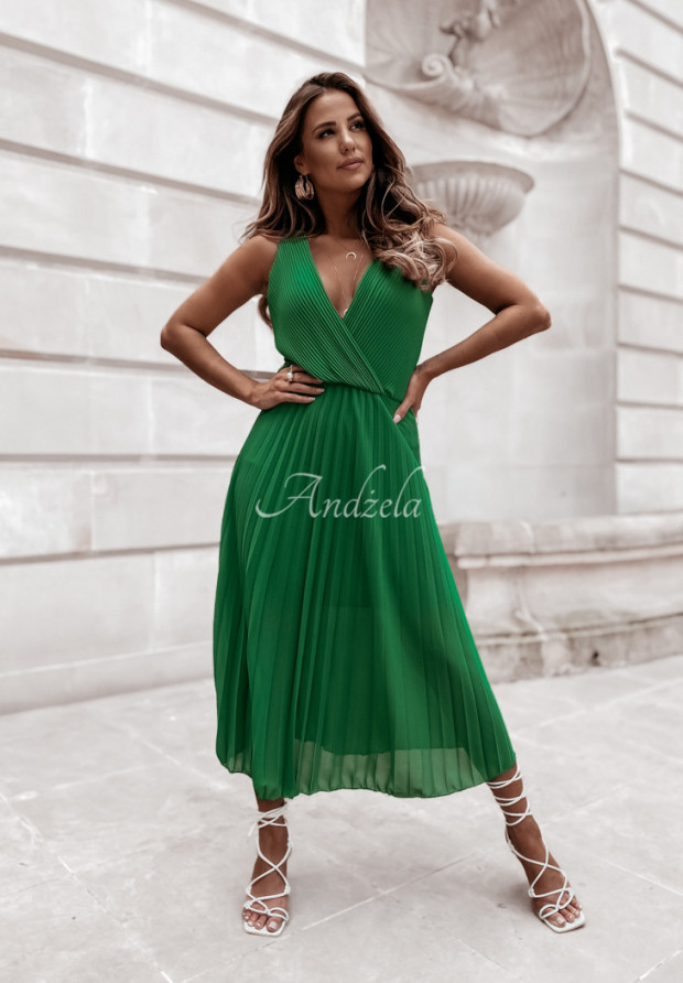 Plisované šaty maxi Dalmatia zelená