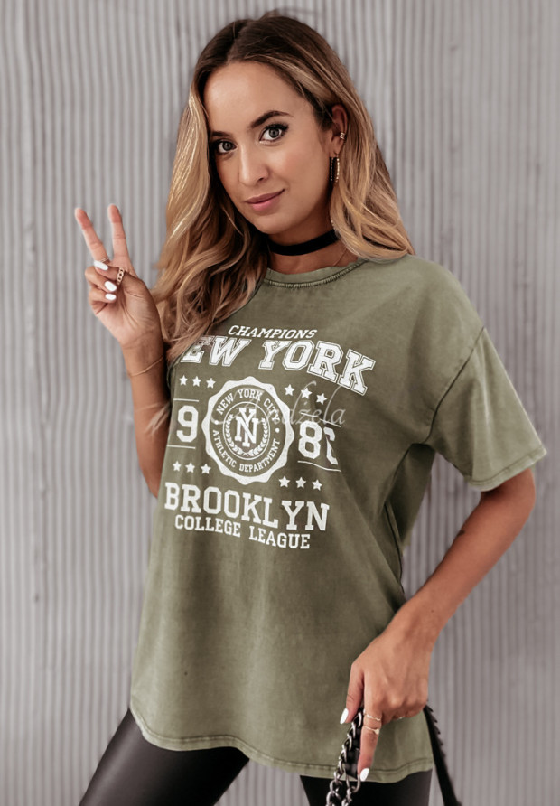 Tričko s potlačou New York khaki