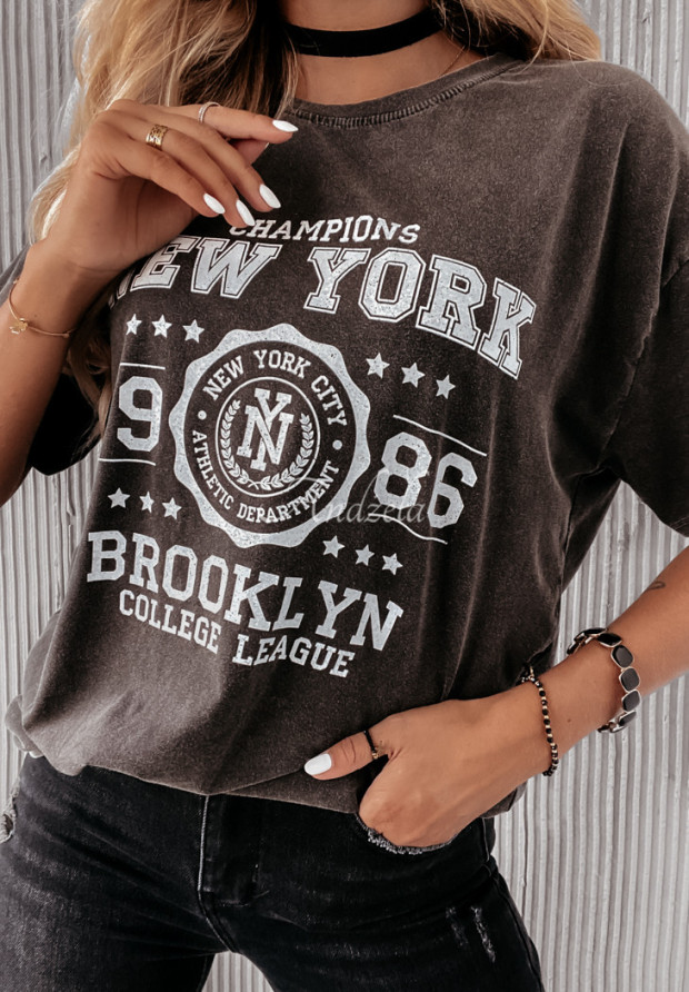 Tričko s potlačou New York tmavosivý