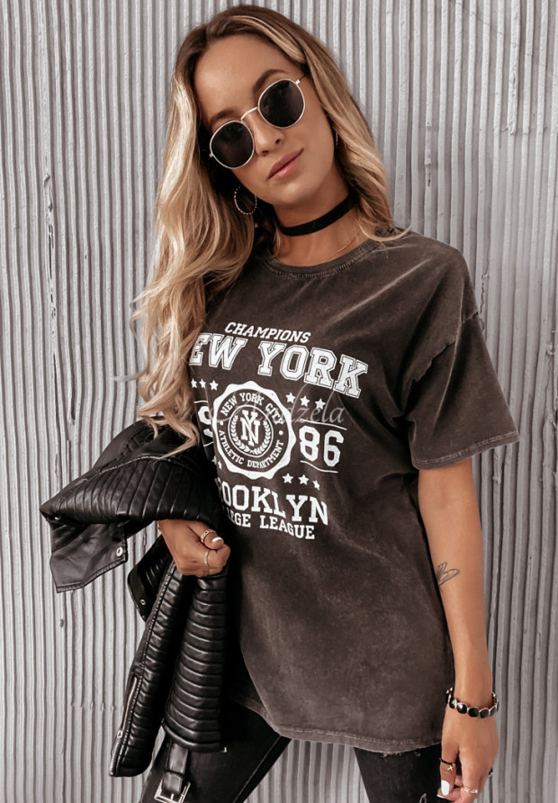 Tričko s potlačou New York tmavosivý