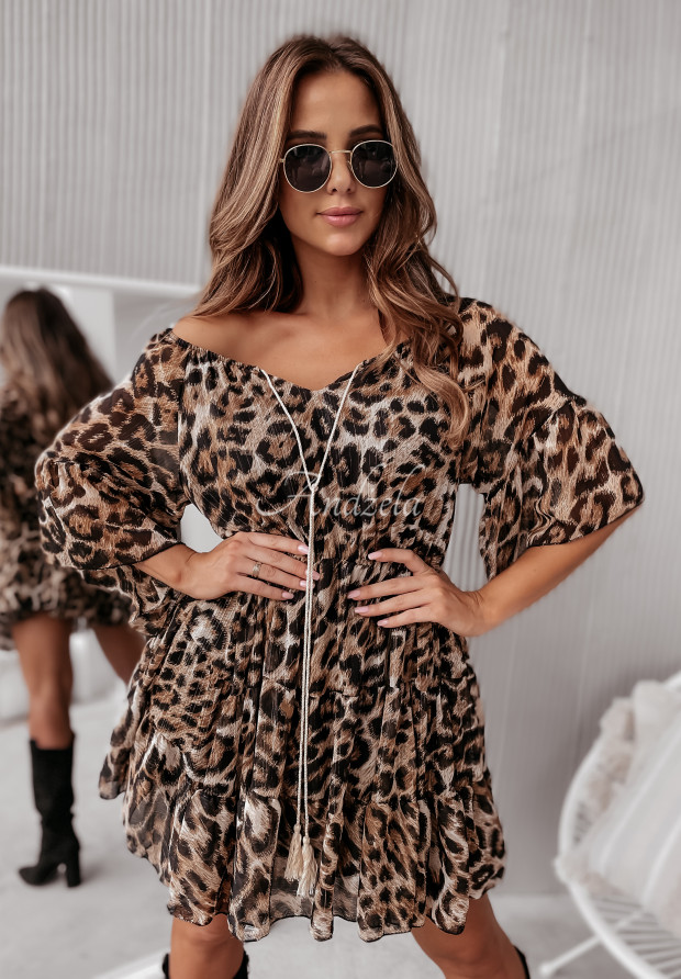 Šaty s volánmi Mauretania leopardí vzor