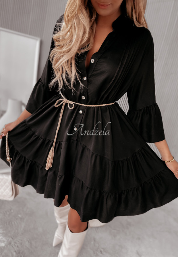 Šaty s volánikmi Laurentia čierna