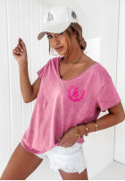 Tričko z dekoltem Brooks ružový