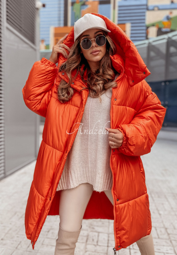 Dlhá páperová bunda oversize Winterset oranžová