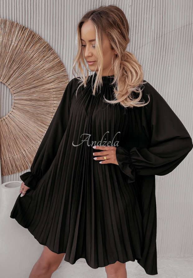 Plisované šaty Nafia čierna