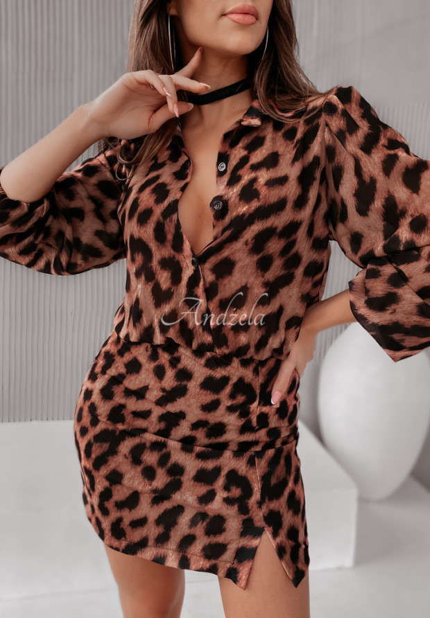 Košeľové šaty Pescara s leopardím vzorom