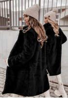 Dlhý płaszcz z imitacji futra Iceland čierne