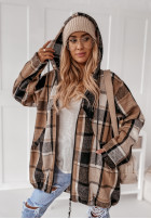 Mikina oversize w kratę s kapucňou Peabody ťavia
