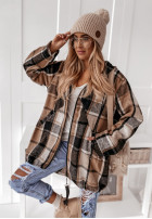 Mikina oversize w kratę s kapucňou Peabody ťavia