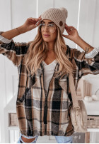 Mikina oversize w kratę s kapucňou Peabody ťavia