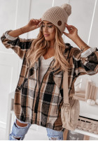 Mikina oversize w kratę s kapucňou Peabody ťavia