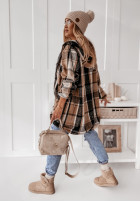 Mikina oversize w kratę s kapucňou Peabody ťavia